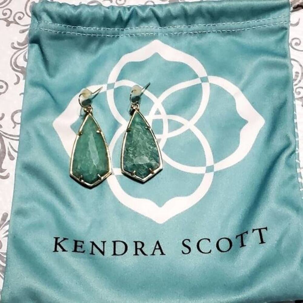 Kendra‎ Scott Carla green and gold Earrings